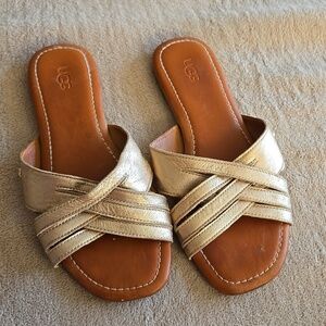 UGG Kenleigh Slide Women's Metallic Gold Sandals Summer Shoes Size 8